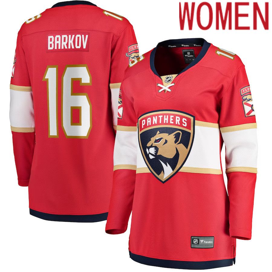 Women Florida Panthers #16 Aleksander Barkov Fanatics Branded Red Home Breakaway Player NHL Jersey